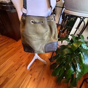 Stylish Olive Green and dark Brown Dooney & Bourke Women's bag